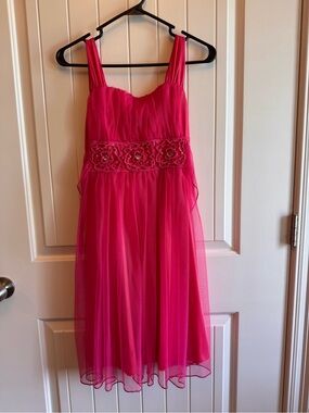 My Michelle Hot Pink Beaded Waist Formal Dress